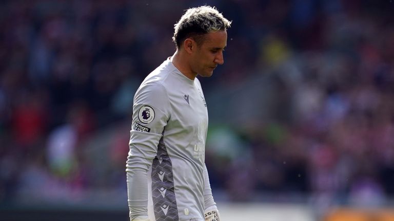Keylor Navas looks dejected after letting two goals in