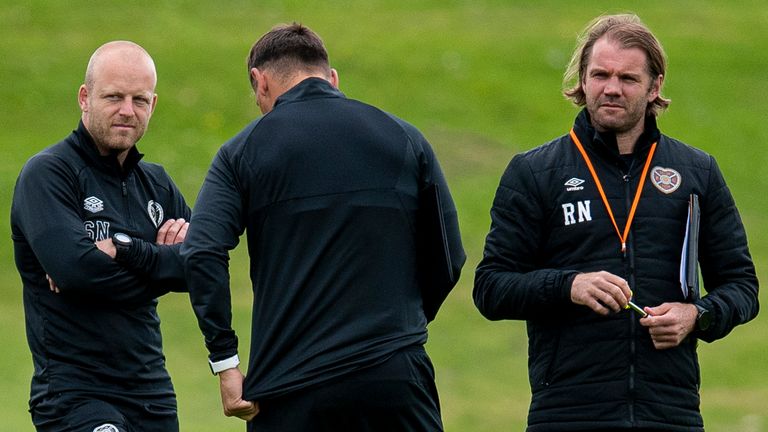 Could Steven Naismith (left) permanently replace Robbie Neilson (right) at Hearts?