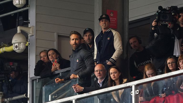 Co-owners Rob McElhenny and Ryan Reynolds welcomed Paul Rudd to the director's box at the Racehorse Ground