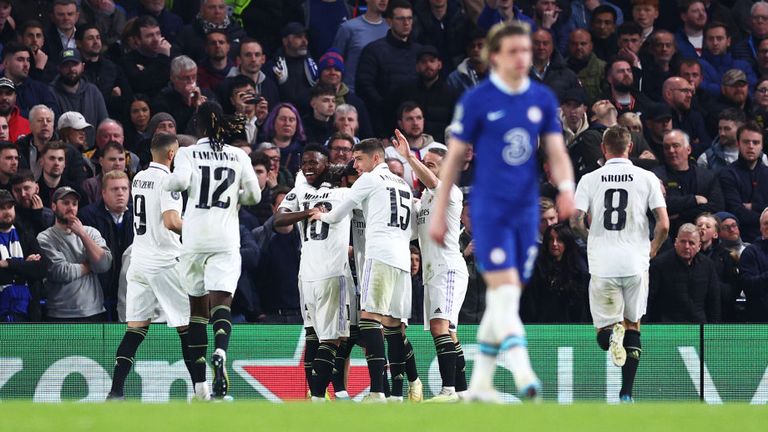 Rodrygo celebrates with his Real Madrid team-mates to deflate Chelsea