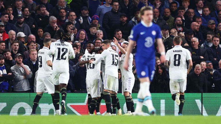 Chelsea 0-2 Real Madrid (agg 0-4): Rodrygo scores twice as Blues outclassed by holders in Champions League quarter-final | Football News | Sky Sports