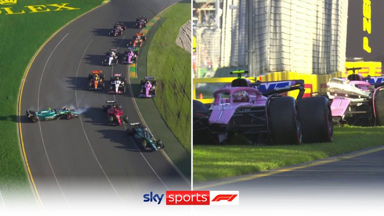 The two Alpine cars crashed out together at Turn Two after the final standing start restart at the Australian GP