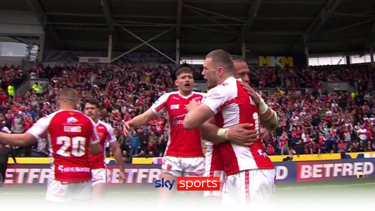 James Batchelor scores before Lachlan Coote finishes off a brilliant team try as Hull KR continued to dominate Hull FC in the second half.