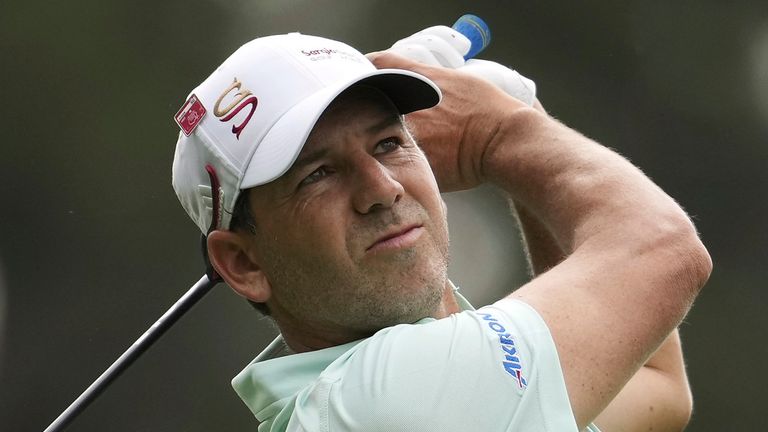Sergio Garcia, of Spain, watches his tee shot on the fourth hole during the first round of the Masters golf tournament at Augusta National Golf Club on Thursday, April 6, 2023, in Augusta, Ga. (AP Photo/Matt Slocum)