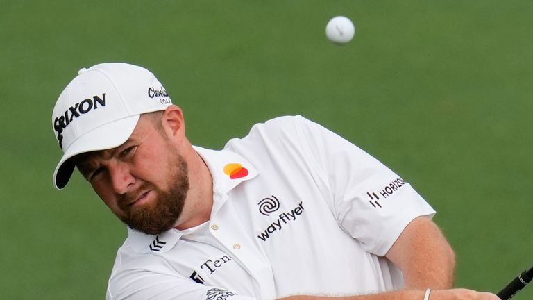 Shane Lowry, of Ireland, chips to the green on the second hole during the first round of the Masters golf tournament at Augusta National Golf Club on Thursday, April 6, 2023, in Augusta, Ga. (AP Photo/Mark Baker)