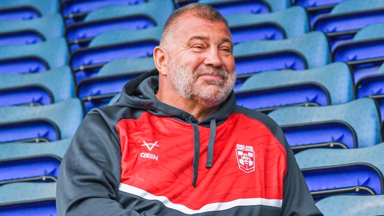 Picture by Olly Hassell/SWpix.com - 29/03/2023 - Rugby League - England RL Press Conference, Halliwell Jones Stadium, Warrington, England - England men's rugby league coach Shaun Wane v France mid-season friendly on the 29th April.