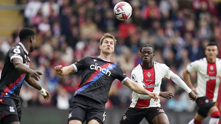 Joachim Andersen in possession for Crystal Palace