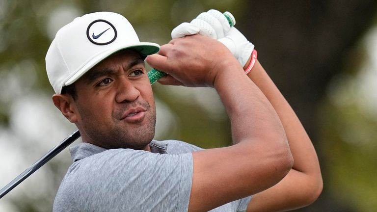 Tony Finau on the first hole during the second round of the Dell Technologies Match Play Championship golf tournament in Austin, Texas, Thursday, March 23, 2023. (AP Photo/Eric Gay)