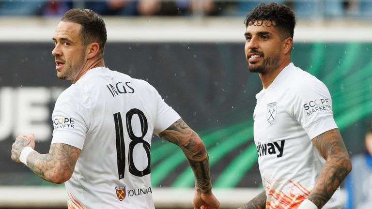 Danny Ings celebrates scoring for West Ham vs Gent