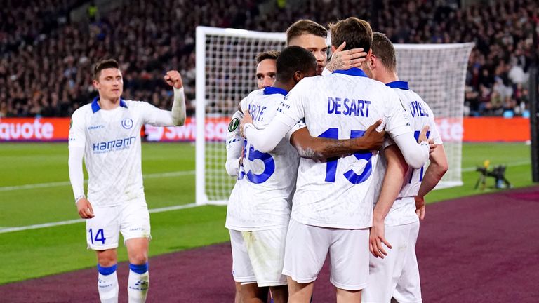 Gent celebrate taking a deserved lead on Thursday