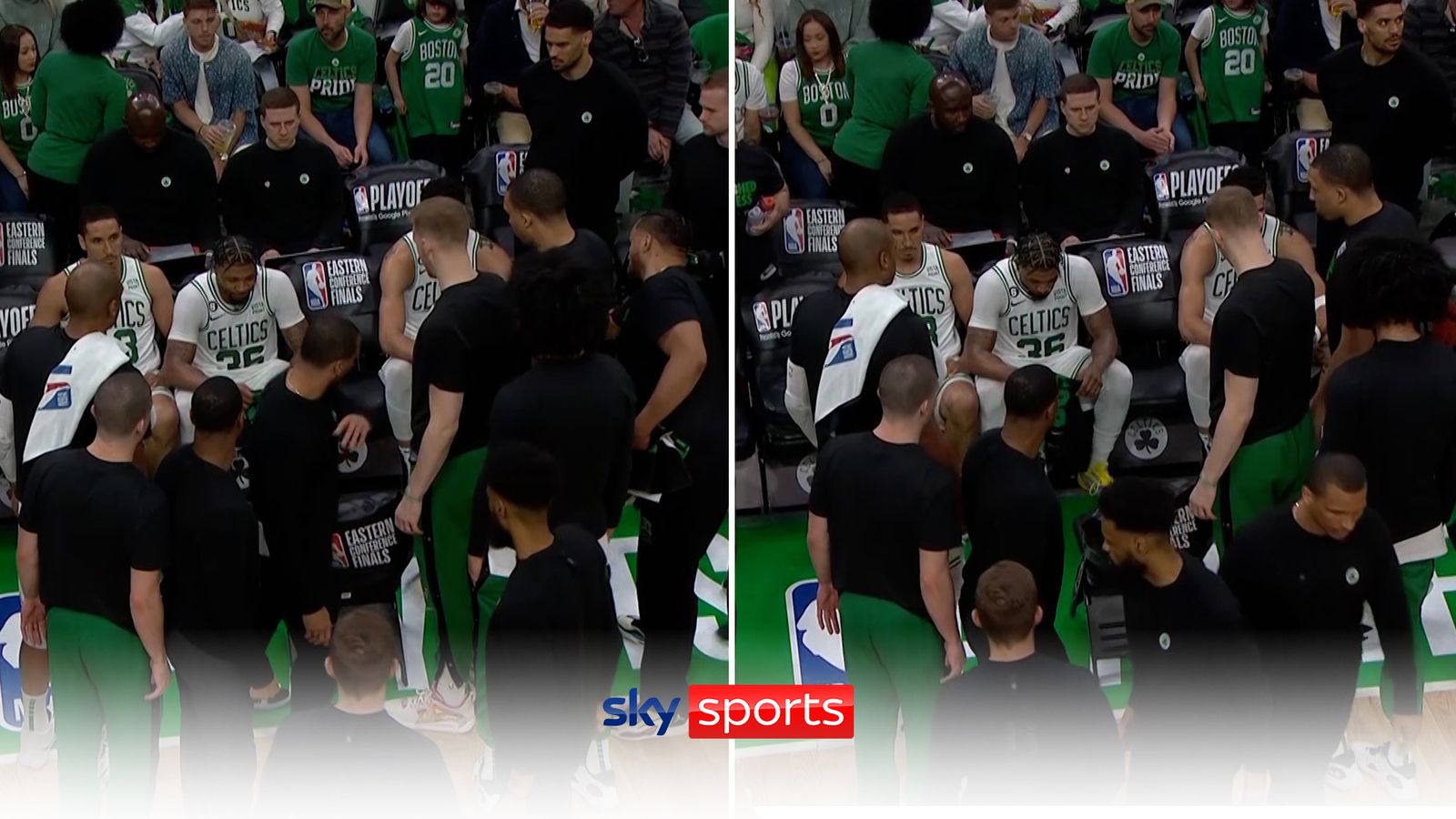 Boston Celtics Coach Joe Mazzulla Throws Clipboard During Team Talk In