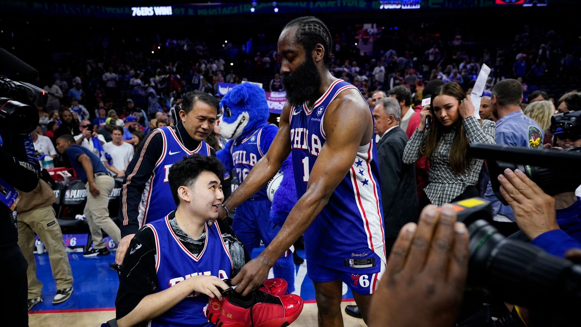 76ers' Harden invites Michigan State shooting victim to Game 4 win