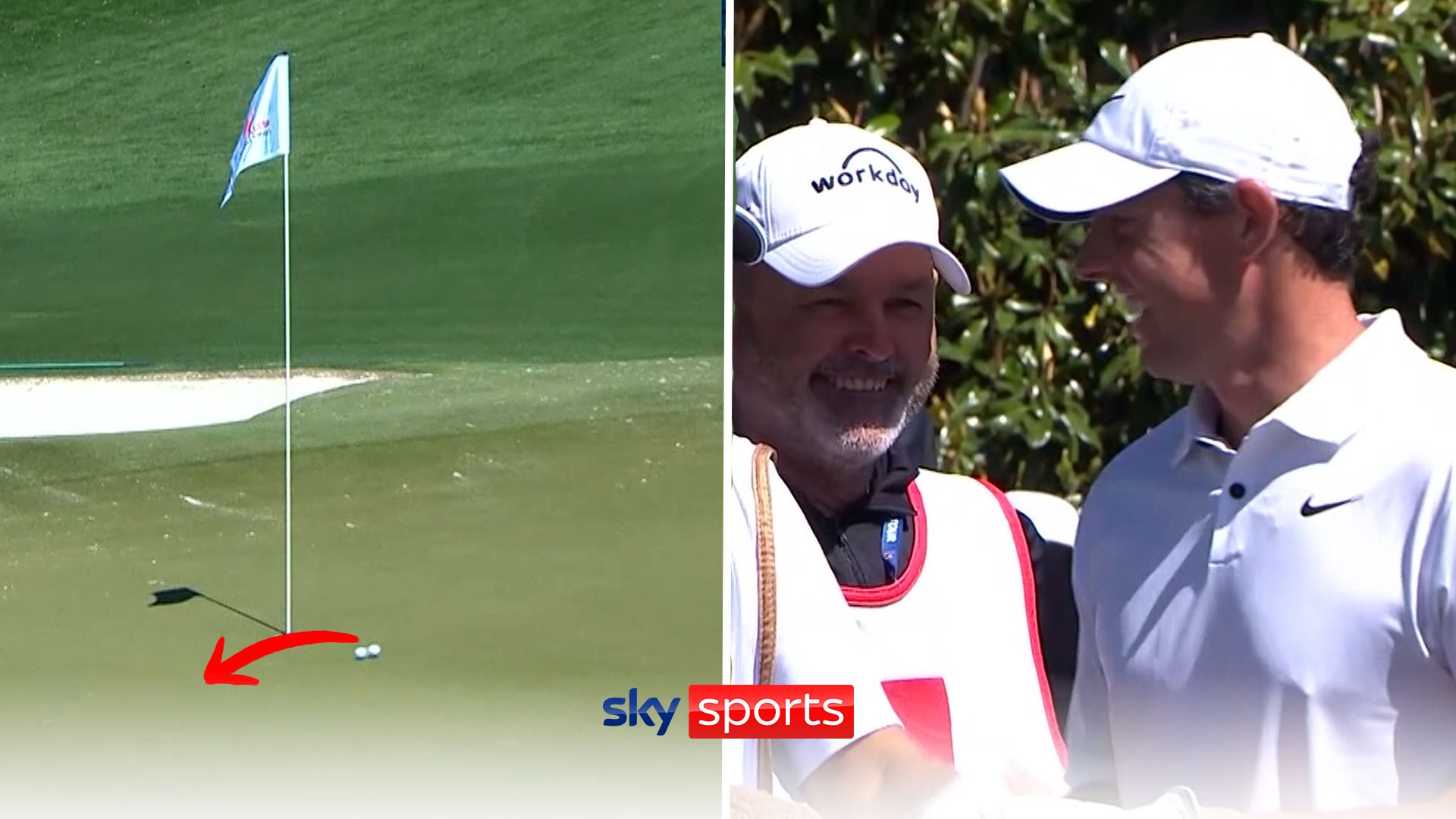 Rory's birthday luck! | McIlory hits Fitzpatrick's ball to set up easy birdie!