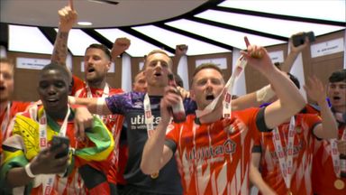 Luton squad chant captain Lockyer's name after play-off final win