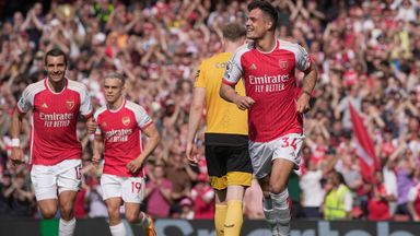 Granit Xhaka celebrates at the Emirates Stadium