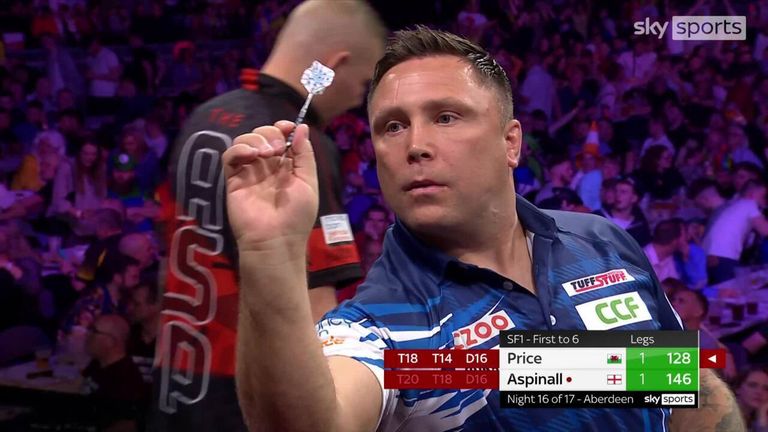 Gerwyn Price en a retiré 128 alors qu'il mettait fin aux espoirs de Nathan Aspinall en Play-Off