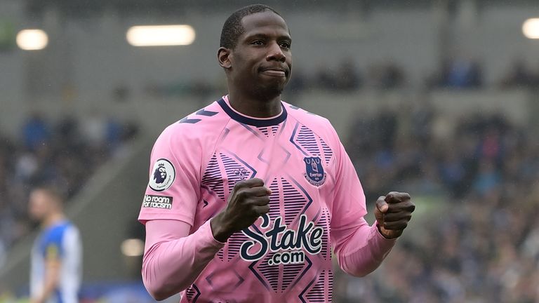 Abdoulaye Doucoure celebrates scoring for Everton vs Brighton