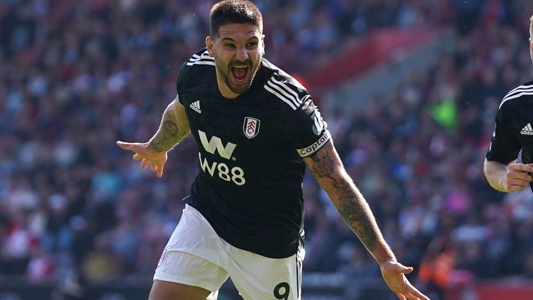 Aleksandr Mitrovic celebrates Fulham&#39;s second goal at Southampton