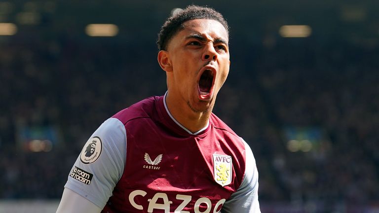 Aston Villa's Jacob Ramsey celebrates scoring against Spurs