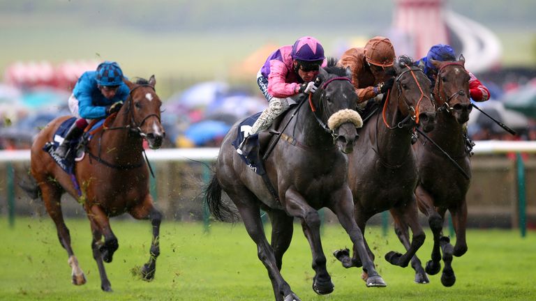 Azure Blue wins the Ellen Chaloner Stakes at Newmarket