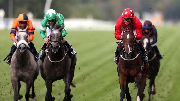 Bickerstaffe ridden by Cieren Fallon (right) wins The Design Work Studios Handicap 