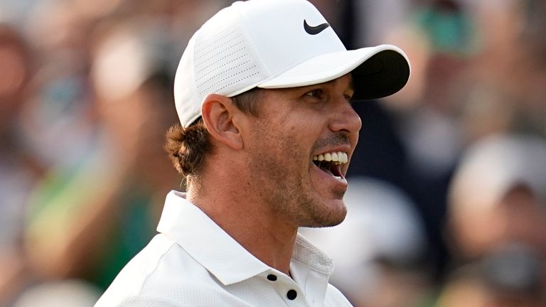 Brooks Koepka celebrates after winning the PGA Championship golf tournament at Oak Hill Country Club on Sunday, May 21, 2023, in Pittsford, N.Y. (AP Photo/Abbie Parr)