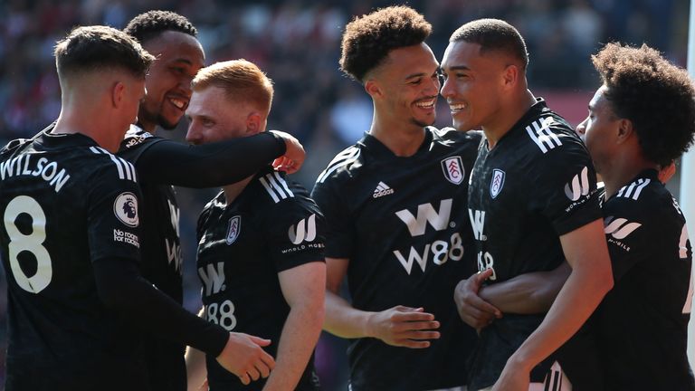 Carlos Vinicius celebrates putting Fulham 1-0 ahead at Southampton
