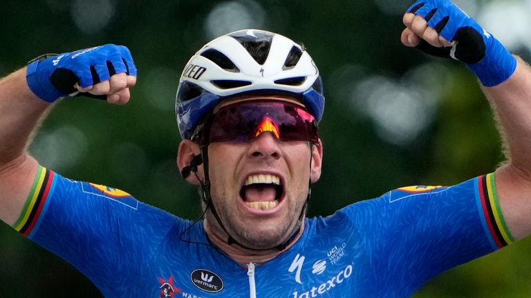 Mark Cavendish winning Stage Four at the 2021 Tour de France as he stunned the cycling world