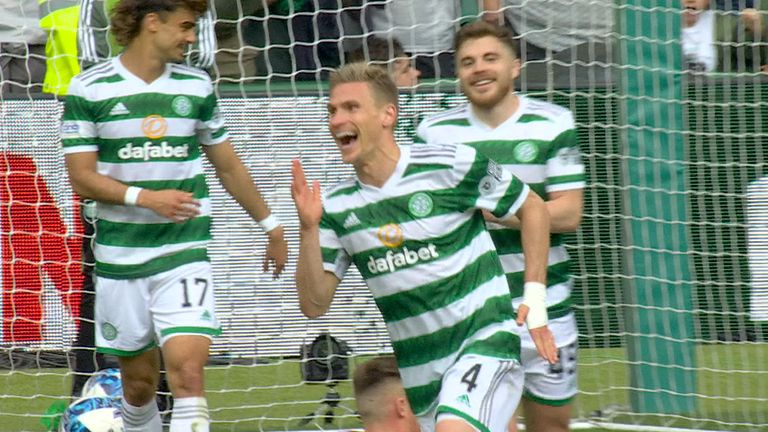 Celtic score their third against Aberdeen