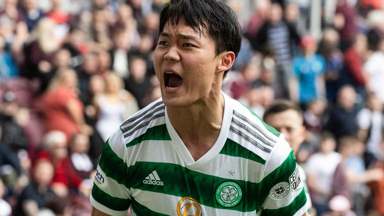 Celtic's Hyeon-gyu Oh celebrates scoring to make it 2-0