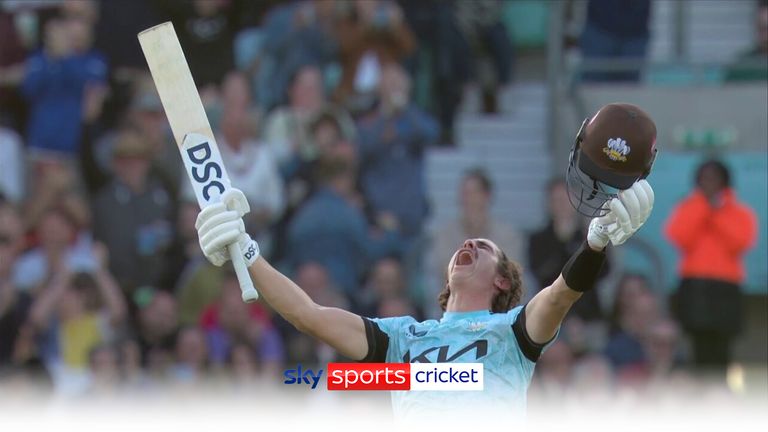 Surrey&#39;s Sean Abbott smashes a century off just 34 balls to match the record for fastest 100 set by Andrew Symonds in 2004. 