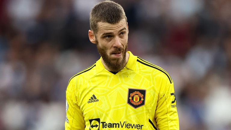 David De Gea looks on during West Ham vs Manchester United