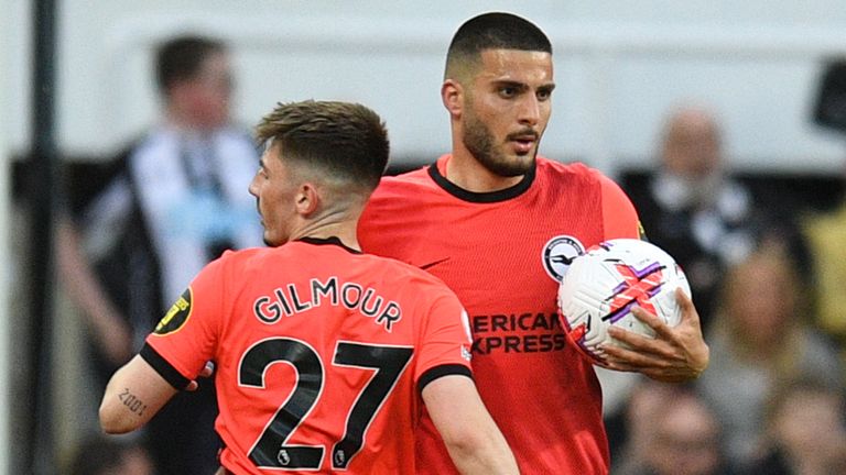 Deniz Undav celebrates scoring for Brighton vs Newcastle