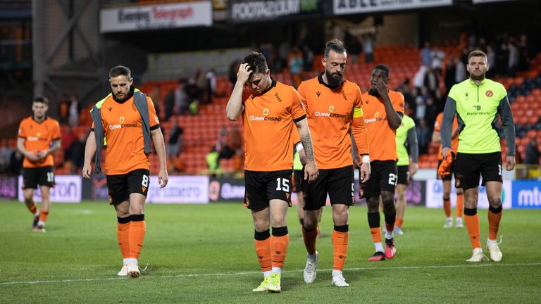 The Dundee United players astatine  afloat  time