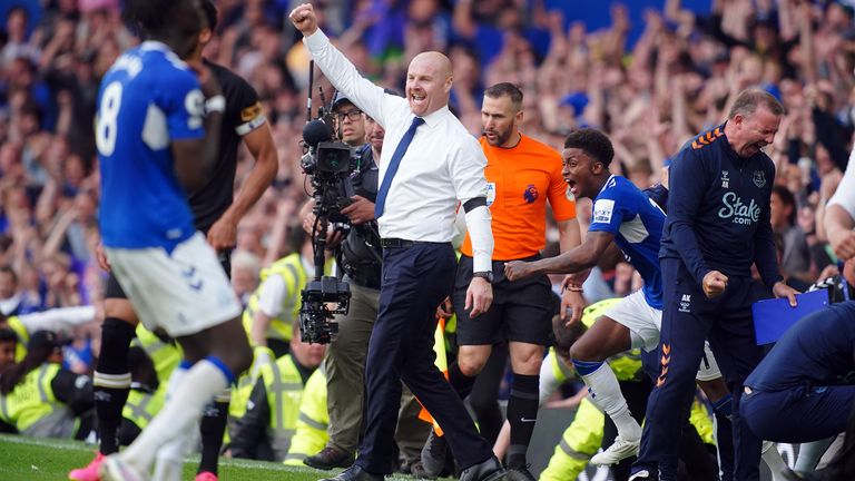 Dyche celebrates Everton&#39;s dramatic escape