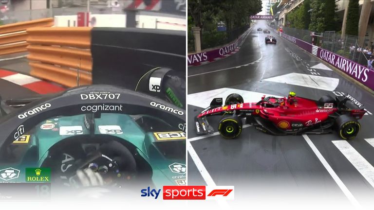 Hujan menyebabkan kekacauan di Monako dengan Max Verstappen menyenggol tembok, Lance Stroll menabrak pembatas dan Carlos Sainz berputar-putar!