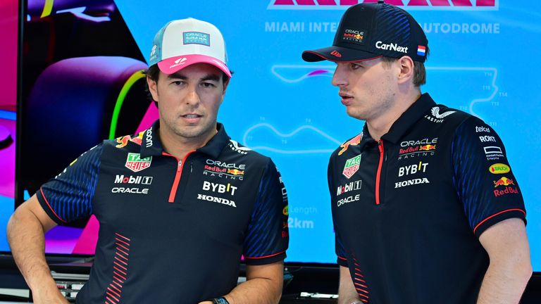 Sergio Perez and Max Verstappen at the Miami GP