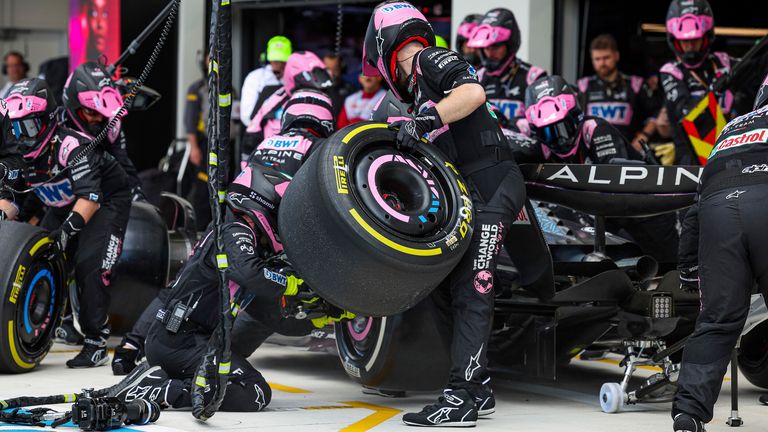 F1 tyre pit stop