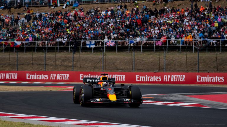 Max Verstappen in action at the 2022 Hungarian GP