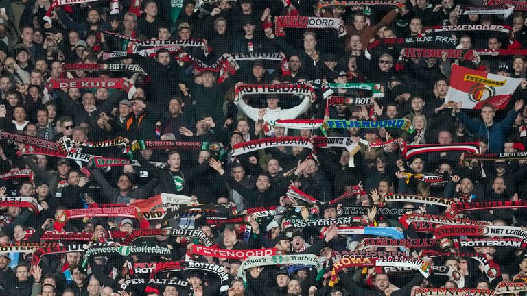 Feyenoord fans at De Kuip stadium in Rotterdam