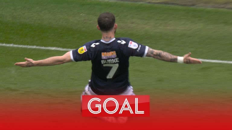 Oliver Burke scores for Millwall to extend their lead over Blackburn.
