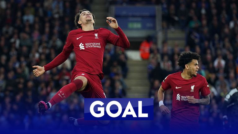 Curtis Jones is left with time and space to turn and fire in his and Liverpool's second goal against Leicester.