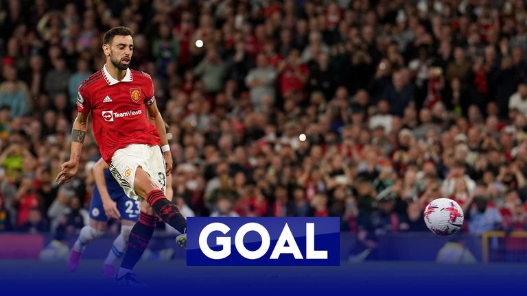 Bruno Fernandes wins and scores a penalty to make it 3-0 to Manchester United against Chelsea.