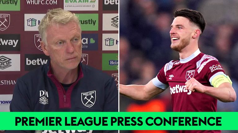 West Ham boss David Moyes praises the season Declan Rice has had and says he ranks amongst some of the best players he's coached in his career. 