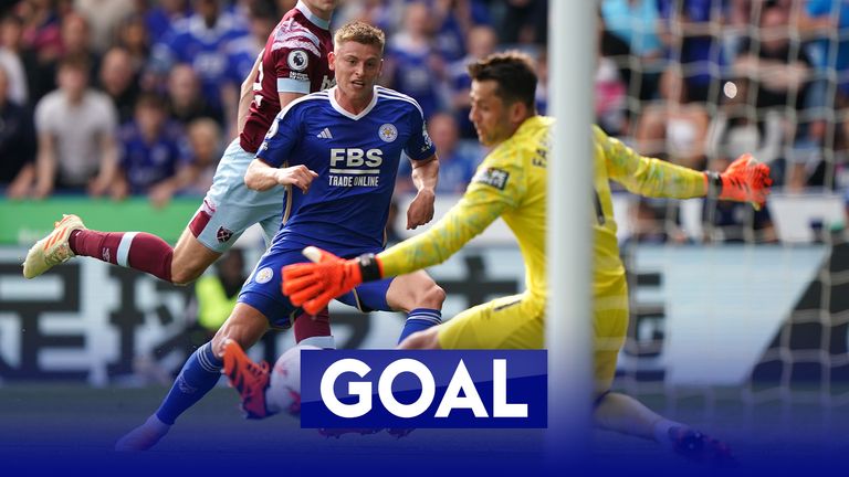 Harvey Barnes opens the scoring for Leicester against West Ham, needing a win to give them hope of avoiding relegation from the Premier League.