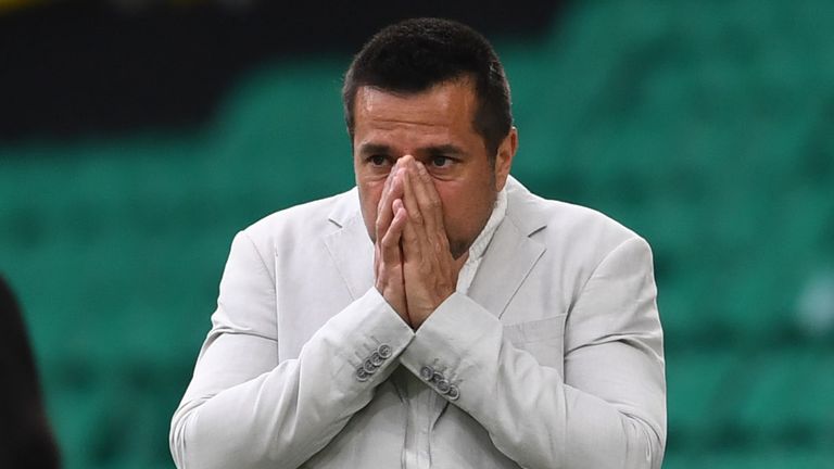 GLASGOW, SCOTLAND - MAY 21: Celtic manager Fran Alonso during a Scottish Women&#39;s Premier League match between Celtic and Heart of Midlothian at Celtic Park, on May 21, 2023, in Glasgow, Scotland.  (Photo by Craig Foy / SNS Group)