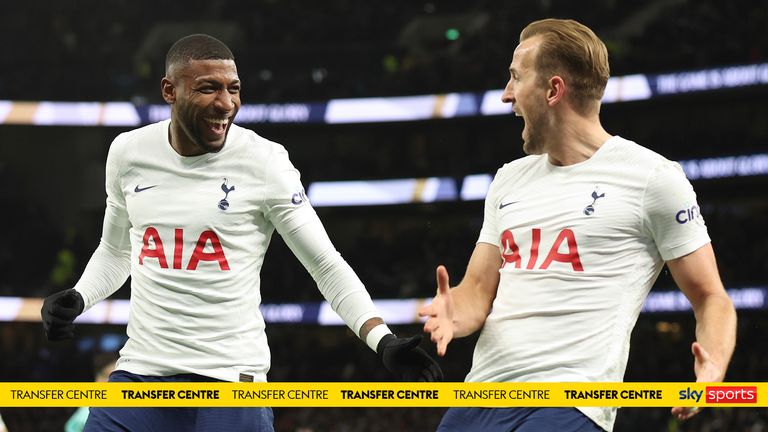 Tottenham&#39;s Harry Kane celebrates with Tottenham&#39;s Emerson Royal 