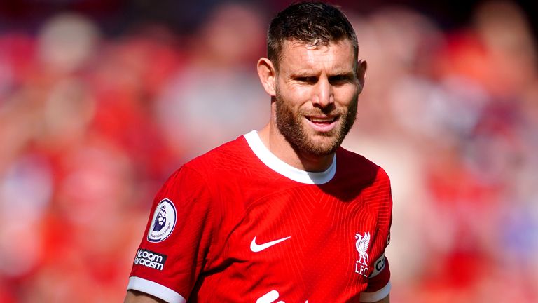 James Milner pictured during his final appearance at Anfield for Liverpool