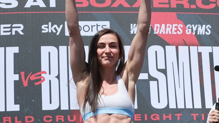 BEN SHALOM...S BOXXER FIGHT NIGHT.OKOLIE v BILLAM-SMITH.26/05/2023 BOURNEMOUTH PIER.WEIGH IN.PIC LAWRENCE LUSTIG/BOXXER.(PICS FREE FOR EDITORIAL USE ONLY).LIGHTWEIGHT CONTEST.KARRISS ARTINGSTALL v JADE TAYLOR