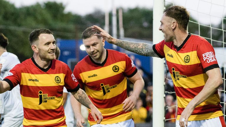 AYR, SCOTLAND - MAY 26: Kevin Holt of Partick Thistle celebrates after scoring 5-0 during the Cinch Premier Play-Off Semi Final match between Ayr United and Partick Thistle at Somerset Park, May 26, 2023, in Ayr, Scotland.  (Photo by Alan Harvey/SNS Group)